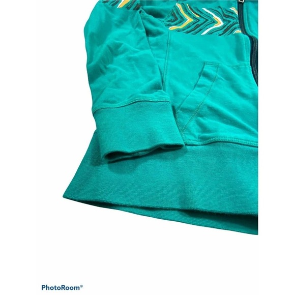 Nike Hoodie Green Zip Girls Boys Size M Green with Asymmetric Graphic - Picture 3 of 9